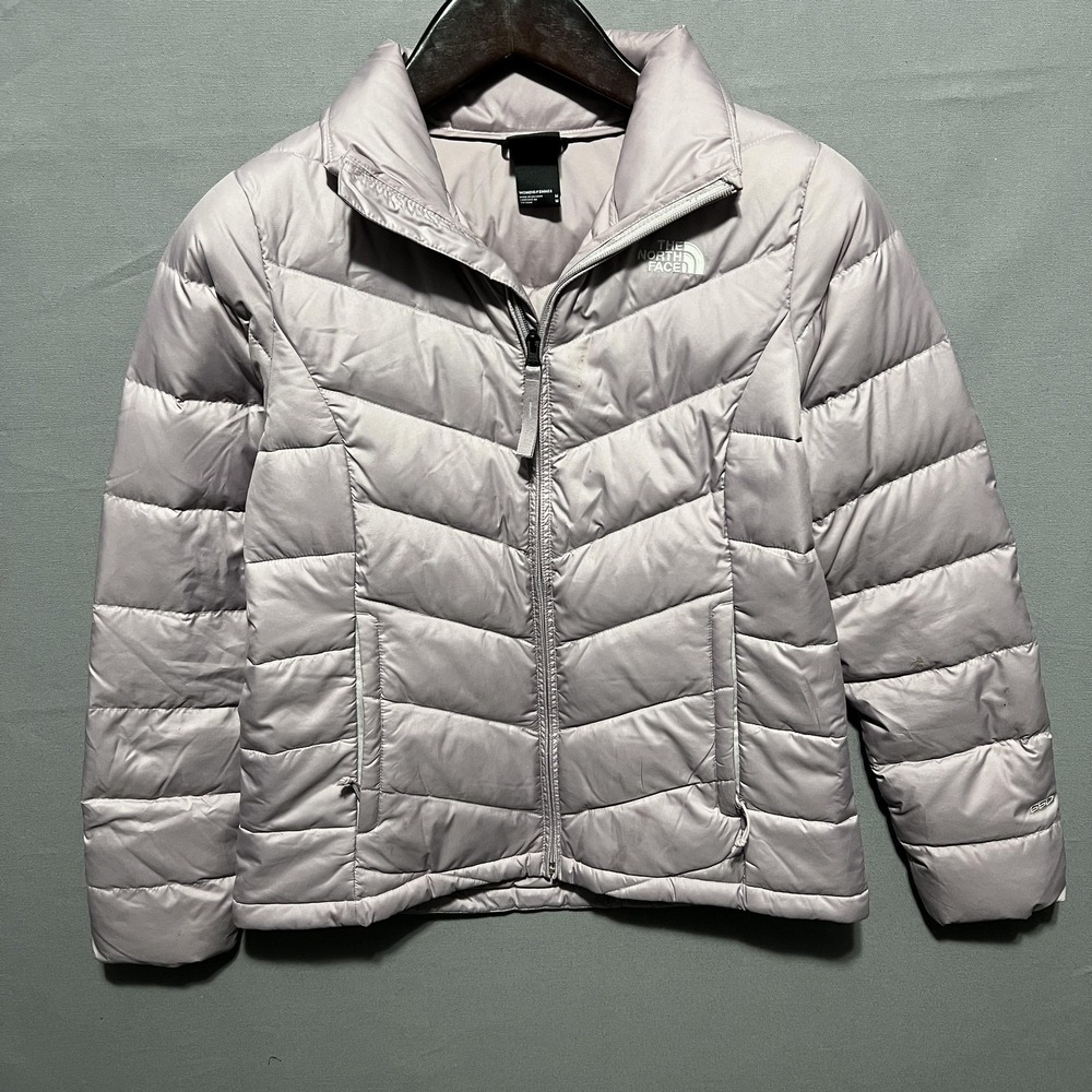 The North Face Puffer Jacket Womens Medium Purple Quilted Down Full Zip Outdoor